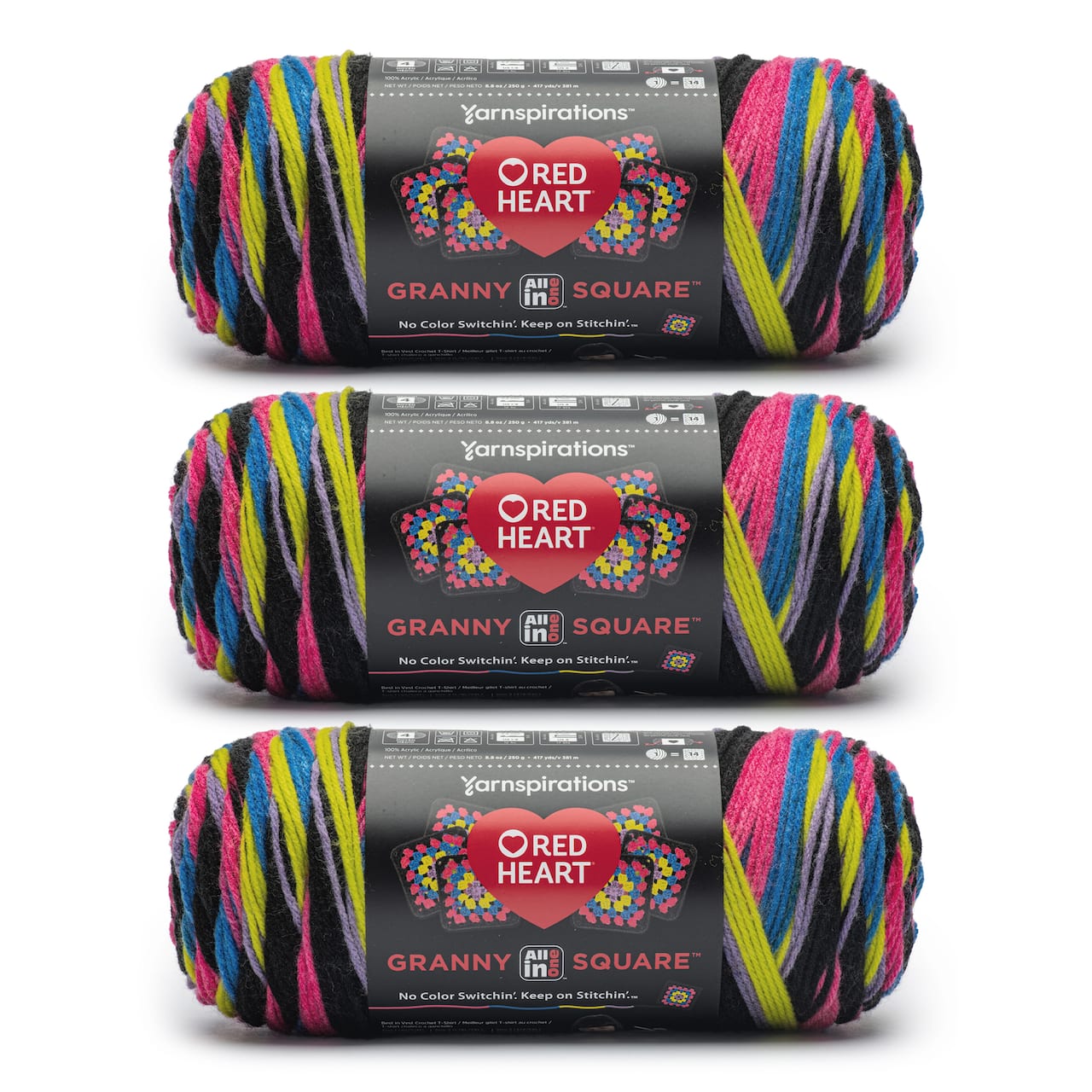 3 Pack Red Heart® All in One™ Granny Square™ Yarn